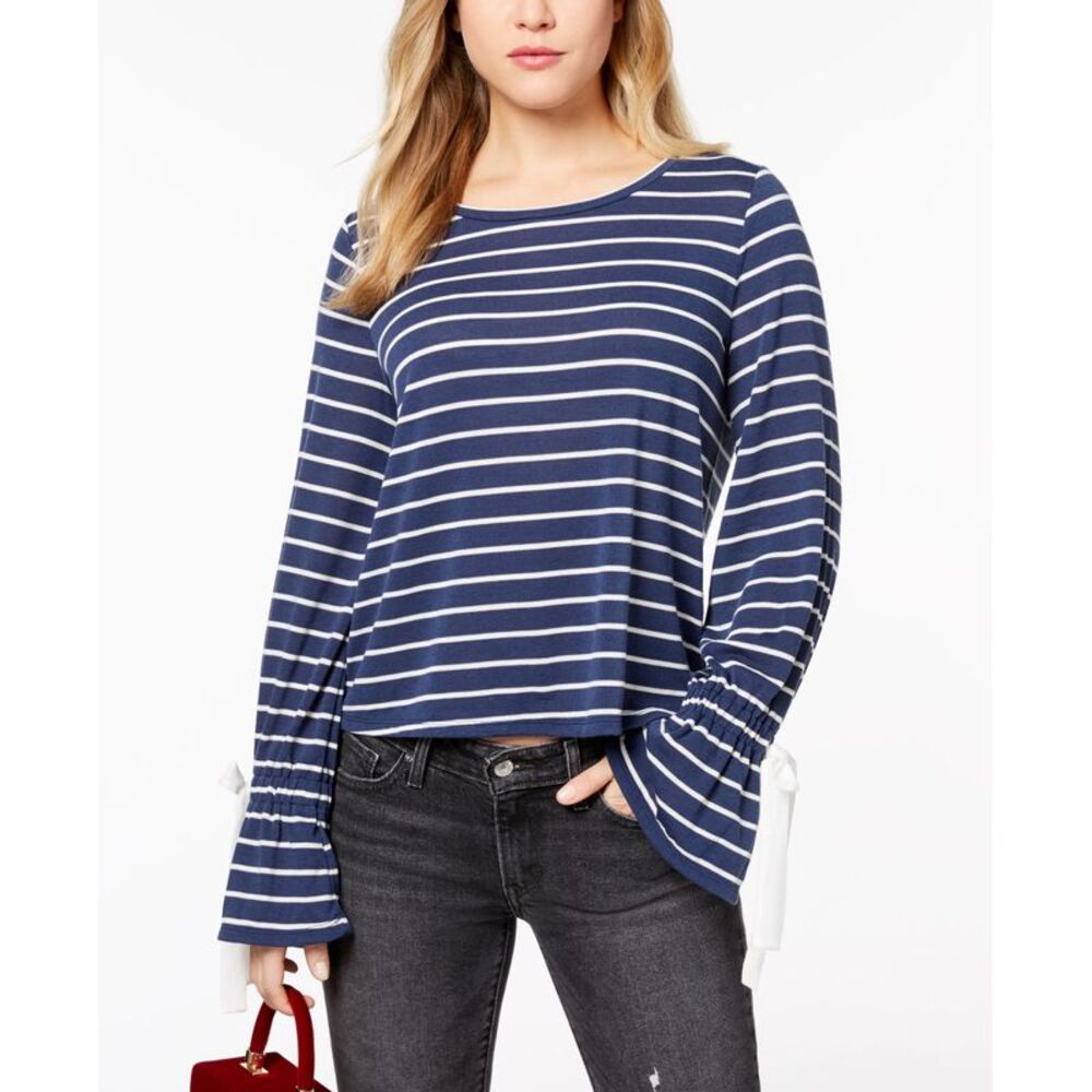 Maison Jules Striped Bell Sleeve Top